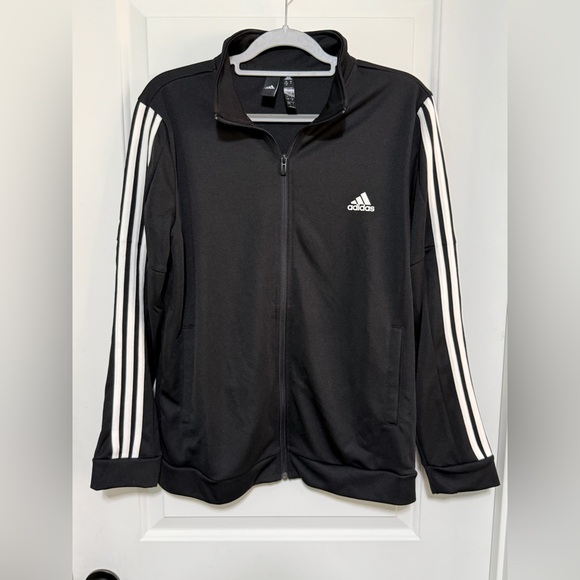 adidas Jackets & Blazers - adidas Black Jacket with White Sleeve Stripes
